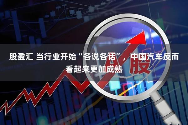股盈汇 当行业开始“各说各话”，中国汽车反而看起来更加成熟