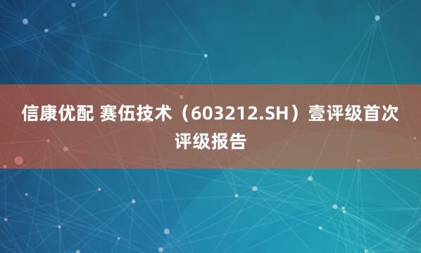 信康优配 赛伍技术（603212.SH）壹评级首次评级报告