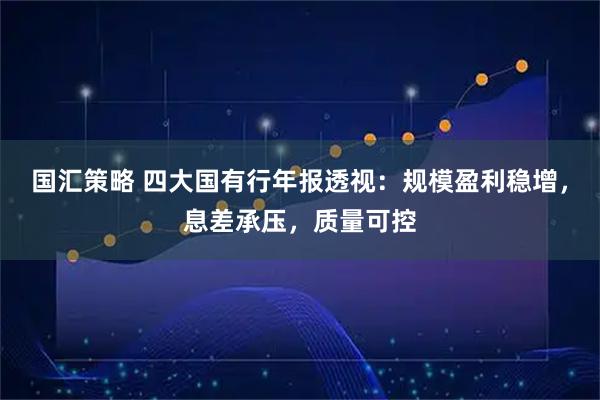 国汇策略 四大国有行年报透视：规模盈利稳增，息差承压，质量可控