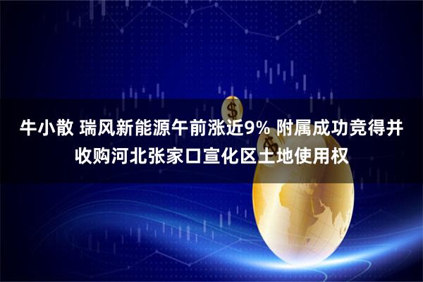 牛小散 瑞风新能源午前涨近9% 附属成功竞得并收购河北张家口宣化区土地使用权